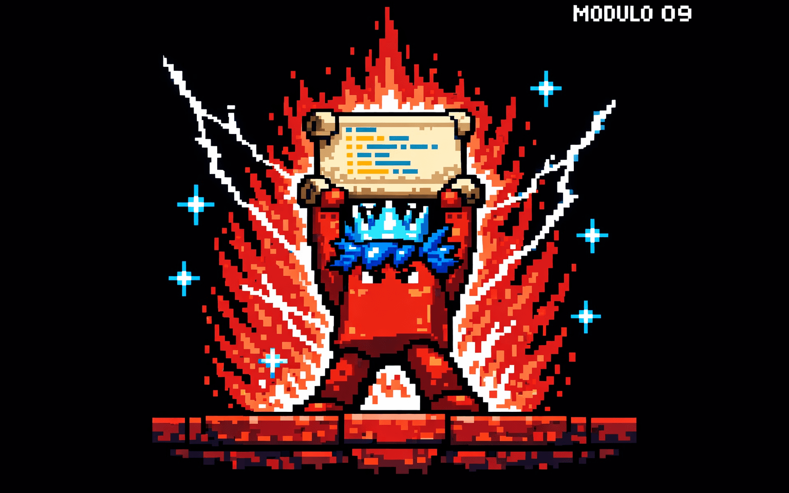 Arte pixel art 16-bit do módulo 09: Modo Hero