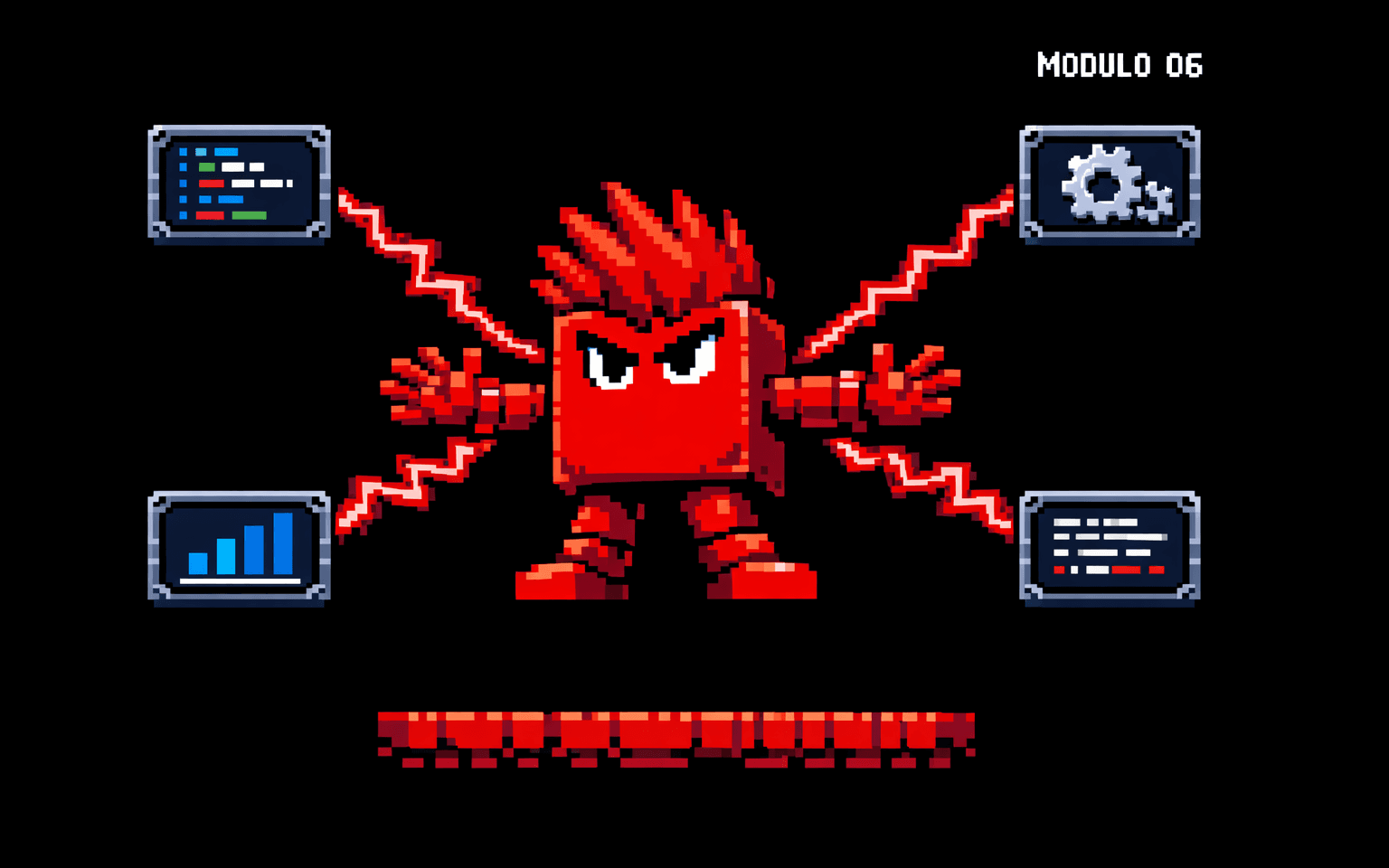 16-bit pixel art of module 06: Missions & Orchestration
