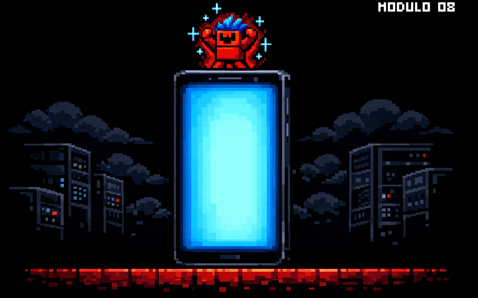 16-bit pixel art of module 08: Remote & Scale