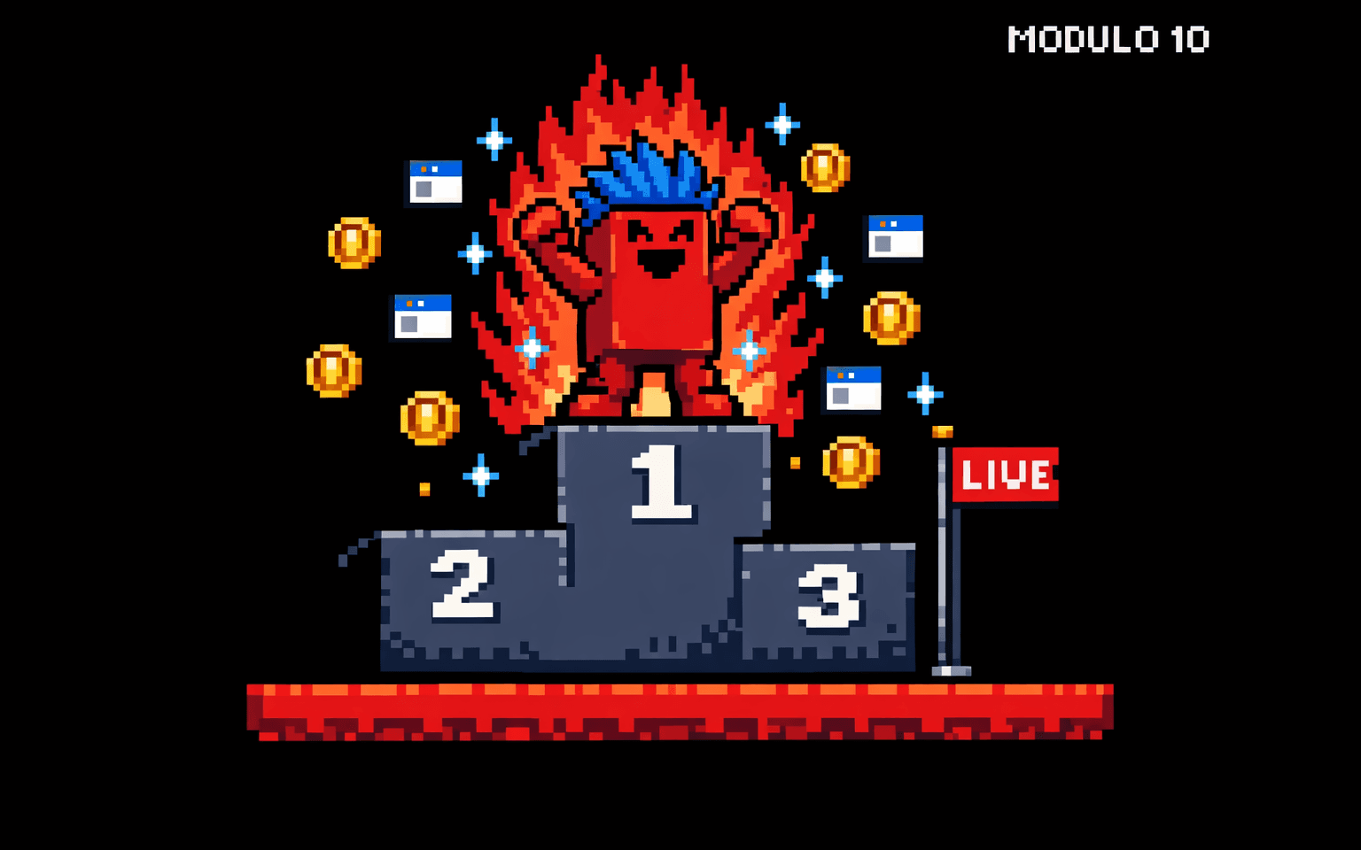 16-bit pixel art of module 10: Build & Sell